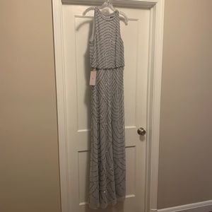 Adrianna Papell Art Deco Beaded Blouson Dress